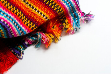 Detail of handmade textile by Mayan Indians in Guatemala, colorful cotton, ancestral cosmology. - 545188500