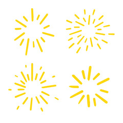 Set of sparkle star and starburst hand-drawn. Doodle style. Vector illustration.