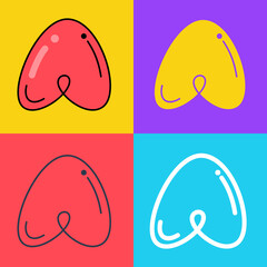 Letter A logo. Funny bold childish style font. Overlapping line with multicolor background