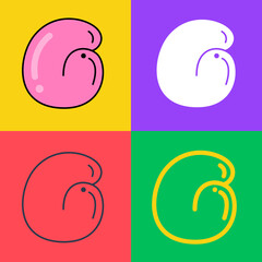 Letter G logo. Funny bold childish style font. Overlapping line with multicolor background