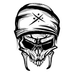 Pirate skull with broken bones