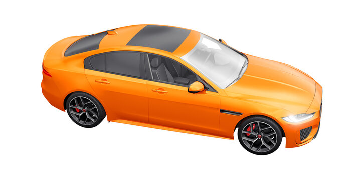 Paris, France. February 3, 2022: Jaguar XE R Dynamic 2020. Premium sports sedan. 3D illustration