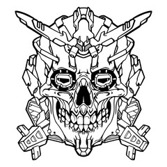 Skull cyber zombie head