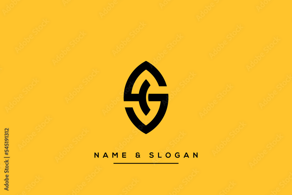Fototapete abstract cg, gc letters logo initial based monogram icon vector.