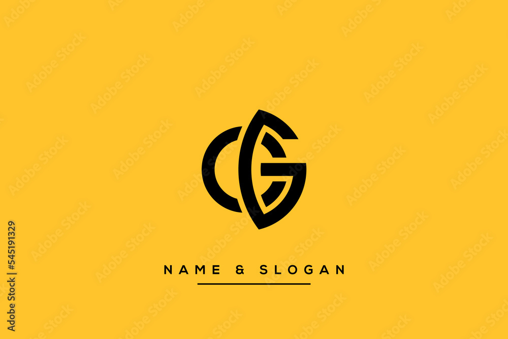 Fototapete abstract cg, gc letters logo initial based monogram icon vector.