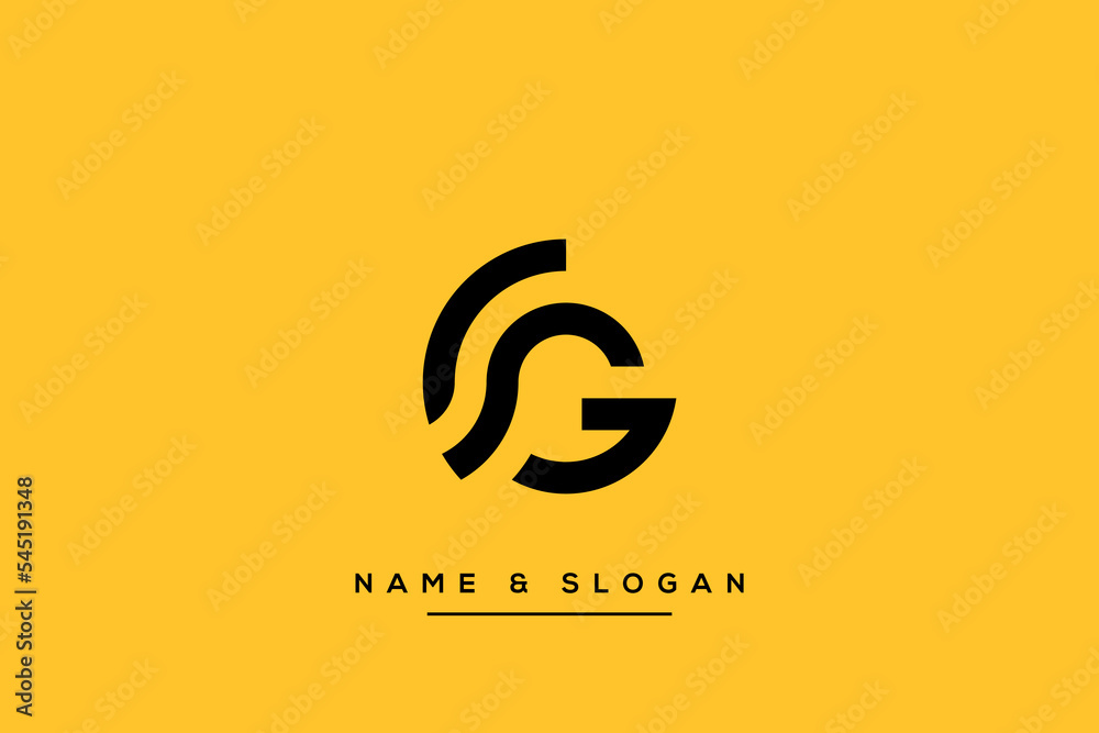 Fototapete abstract cg, gc letters logo initial based monogram icon vector.