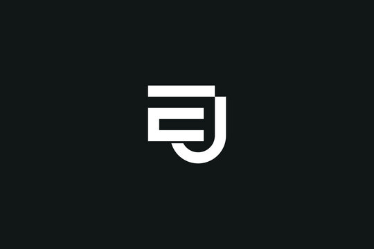 Minimal creative unique style letter EJ, JE logo, monogram line art design template