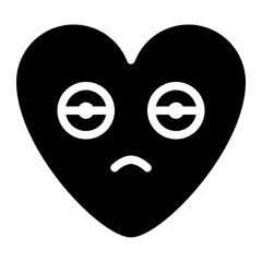 bored unhappy feeling emoji heart icon