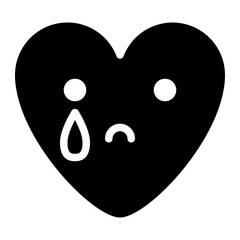 crying drop sad emoji heart icon