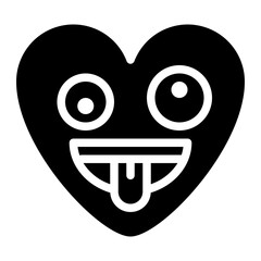 tongue crazy funny emoji heart icon