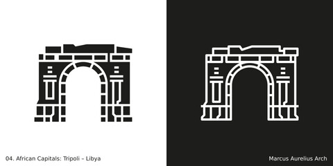 Marcus Aurelius Arch Icon. Landmark building of Tripoli, the capital city of Libya