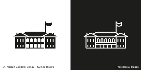 Obraz premium Presidential Palace Icon. Landmark building of Bissau, the capital city of Guinea-Bissau