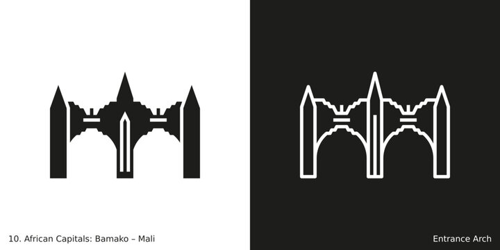 Entrance Arch Icon. Landmark building of Bamako, the capital city of Mali