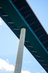 View from below of a bridge