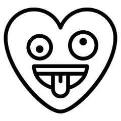 tongue crazy funny emoji heart icon