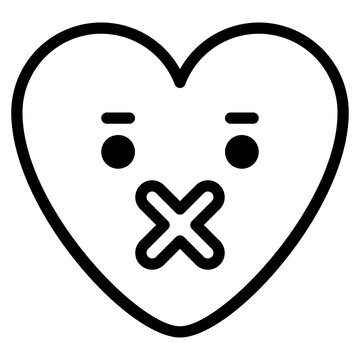 quiet muted silent emoji heart icon