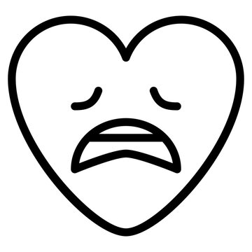 Tired Disapponted Sad Emoji Heart Icon