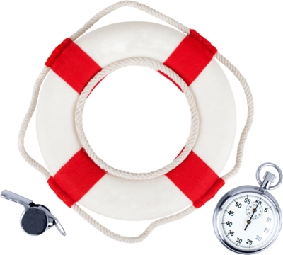 Life ring with a stop watch in it