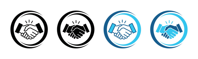 Business agreement handshake icon in different style.. Handshake inside the generic circle icon set. Outline and flat of friendly handshake for apps and websites, symbol illustration.