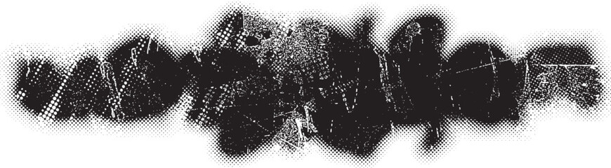 Glitch distorted geometric shape . Noise destroyed logo . Trendy defect error shapes . Glitched frame .Grunge textured . Distressed effect .Vector shapes with a halftone dots screen print texture.