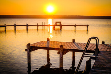 old wooden jetty at a bavarian lake