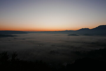 The Aso area is home to the worlds biggest inhabited volcanic caldera, known as Mount Aso. The sea of clouds in Aso s caldera is one of the best views, as known as Unkai.