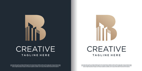 Building logo icon with letter B concept premium vector © andi