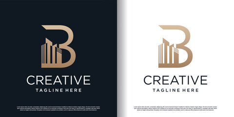 Building logo icon with letter B concept premium vector