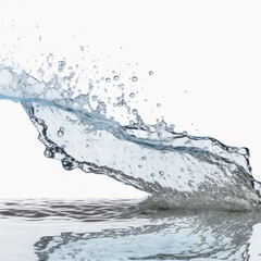 Water liquid splash side view, deep impact  digital 3D illustration Original concept