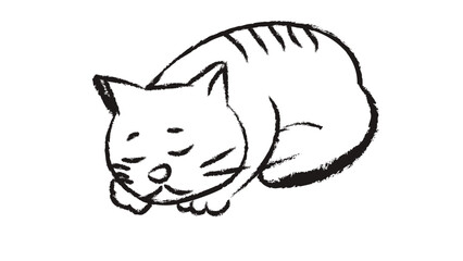 Sleeping cat vector doodle
