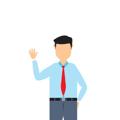 vector flat cartoon greeting waving hello goodbye welcome to office