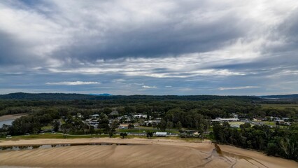Fototapeta premium Aerial view of the Lake Cathie NSW, Australia