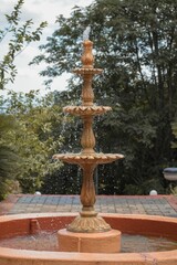Vertical shot of the water fountain in the park