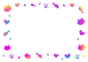 かわいい猫とお魚のフレーム