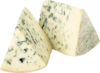 Two Pieces of Mountain Gorgonzola Cheese - Isolated