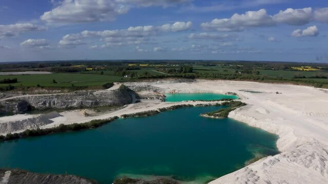 Aerial drone footage of the Faxe Limestone Quarry (Faxe Kalkbrud) in Denmark