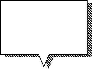 影ストライプのシンプルなモノクロ吹き出し単品