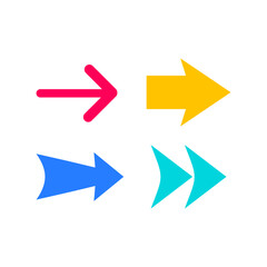 Colorful Arrow tools for work presentation and school - different variations of arrows (red, yellow, blue and teal)