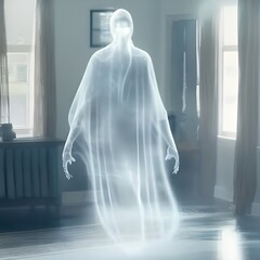 Ghostly white apparition. Spirit. Haunted. Spooky. 