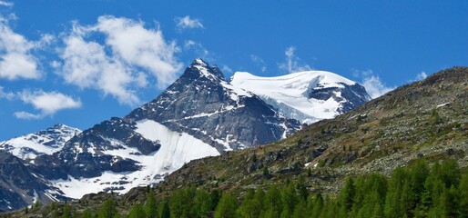 Fototapeta na wymiar Beautiful view of the snow capped Alps in Switzerland