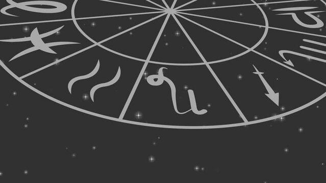 Zodiac constellations on background of hand drawn astrological symbols in engraving style. Retro graphic illustrations of horoscope signs.