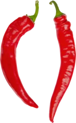 Küchenrückwand glas motiv Scharfe Chili-pfeffer Red hot chili peppers isolated on white