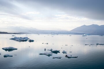 Landscape view of the Jokulsarlon Glacier Lagoon Iceland