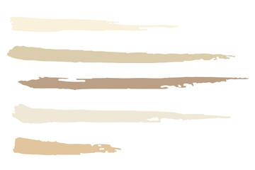Watercolor strokes in beige-brown tones, vector, isolate on white