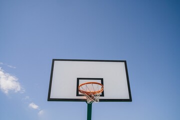 Basketball hoop in a public recreational area