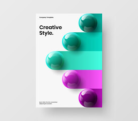 Creative 3D balls poster concept. Minimalistic company brochure design vector illustration.