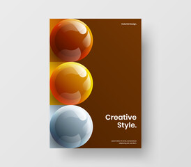 Abstract realistic spheres book cover layout. Geometric company identity vector design concept.