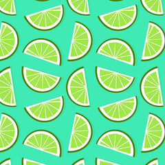 Green lime slices, fruit slices on a water background