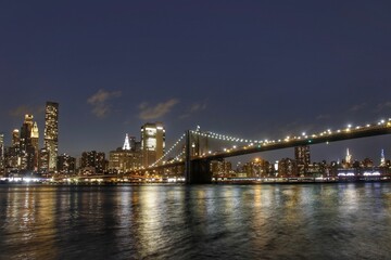 Beautiful night view of NYC skyline