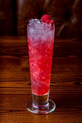 Closeup shot of an iced raspberry cocktail